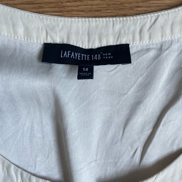 Lafayette 148 Size 14  100% Silk Cream Blouse Career Office - Picture 6 of 11